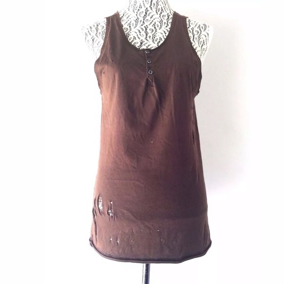 Dolce & Gabbana Brown Distressed Knit Tank Top 46 - Picture 2 of 4